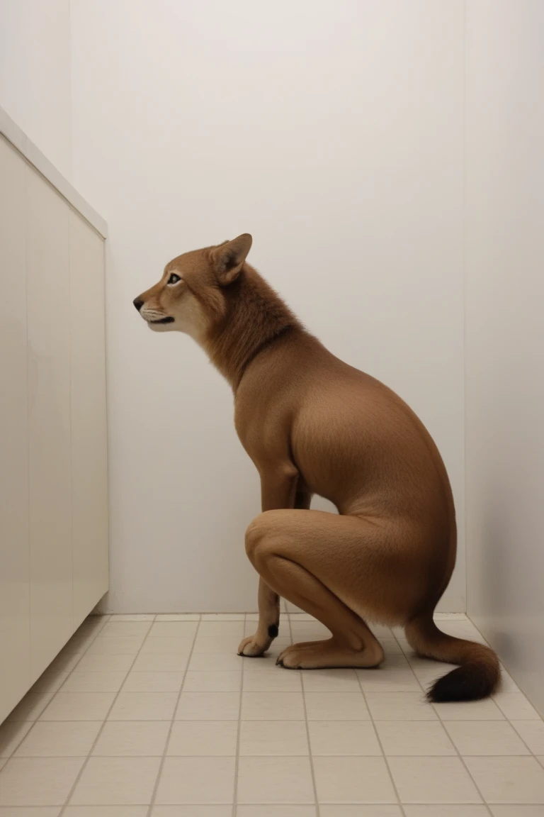 A four year old in a red dress standing in the bathroom next to the sink, Inspired by Elke Vogelsang, inspired Written by Eddie Zandt, By Jacob Gauermann, Photo Alexei Krylev, Written by Eddie Zandt, anthropomorphic dog cleaning, Written by Thomas Hefner, Written by Kuno Wieber