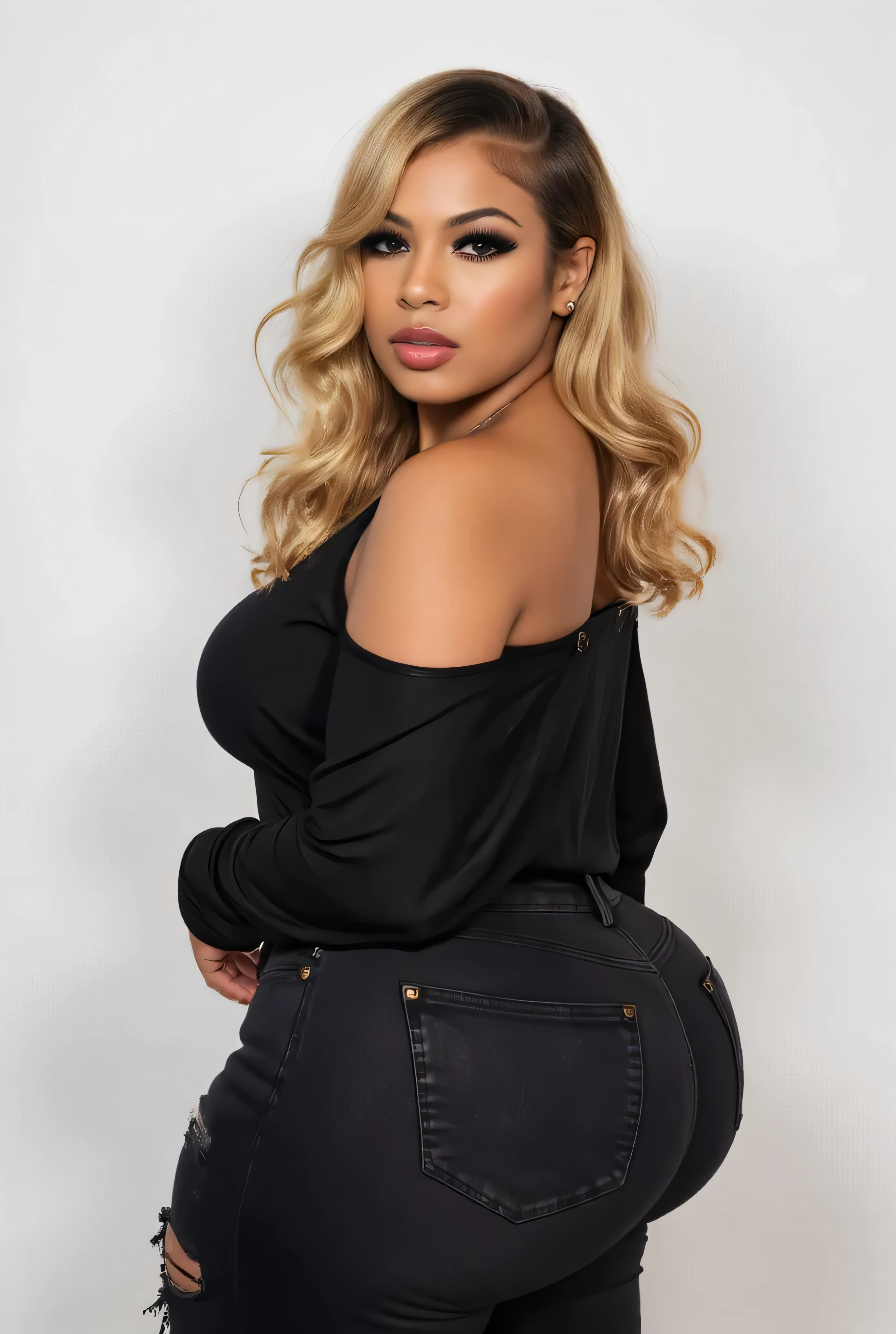 (big ass), (thick thighs), (soft sagging breasts, hanging breasts), (is wearing a very short skirt)], ((bottom view, angle below the girl's skirt)), R-cup breast, full body, (((mouth with vaginal path), (clearly visible pubic shape)))), visible vaginal, beautiful female bodies, face of brookelle mckenzie, highres, masterpiece, 1girl, solo, blonde hair, best quality, realistic, long blonde hair upsweep, (big body), sexy figure,((big big tits)) (cleavage), sexy abs, big ass, (Sexy woman), (long hair), 4K, HDR. by (James C. Christensen:1.2|Jeremy Lipking:1.1