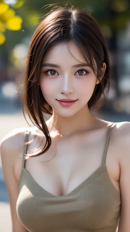 femele1People only、Upper body naked、I'm not wearing anything、ample breasts、Rich Perfect Style、natural soft light、(Transparent blouse:1.3)、(Breast shows through:1.2)、(teats see through:1.2)、Wearing micro mini shorts、European Street、A slight smil、cute face、glowy skin、double eyelids for both eyes、Natural makeup、