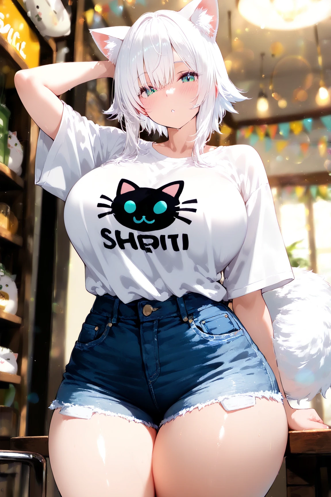 (best quality, masterpiece), 2 girls, centaur, It takes, beautiful skin, kindergarten teacher, belly button t-shirt, 아름다운 소녀 perfect white tiger photo, perfect white tiger photo