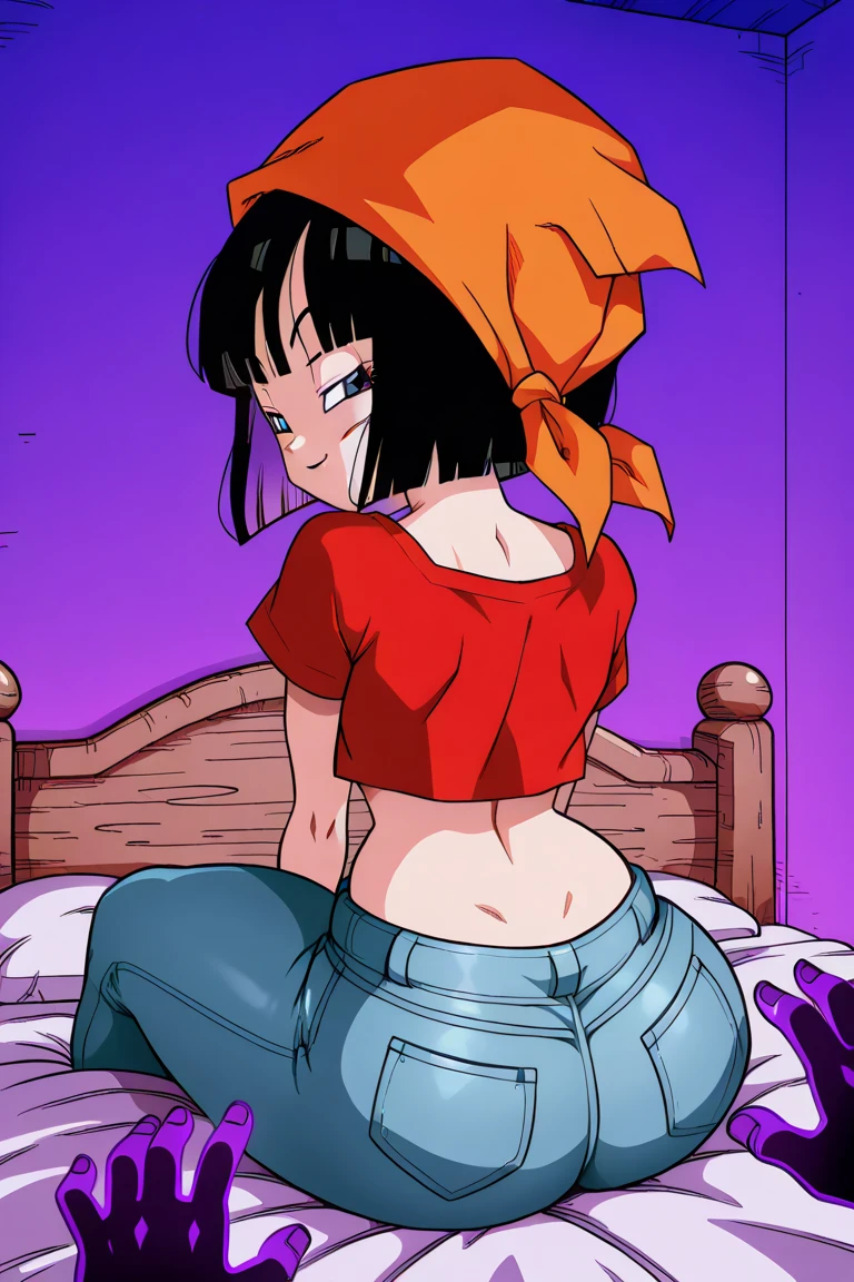 A girl with no clothes in 4 with medium  and a medium ass 