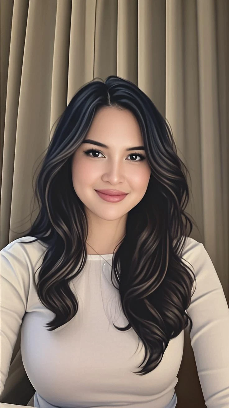 Un retrato en primer plano, foto de un (sonriente:0.6) girlish, (latina:1.3), (Pecas:0.7), dientes grandes, cejas pobladas, Hoyuelos, morena, (huge square lower jaw:1.4), (nariz ancha:0.5), cabello ?????, (Ojos negros totales:1.5), (one high bun hairstyle:1.1)