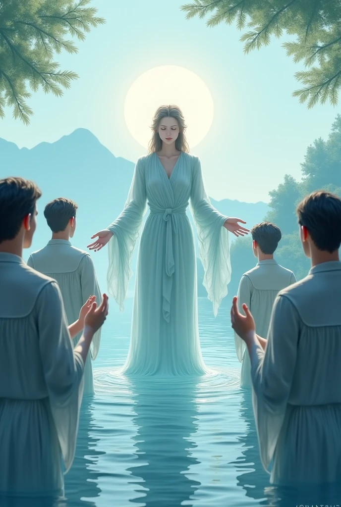 From the spring, a god appeared.  
“What are you looking for?” the god asked the kids