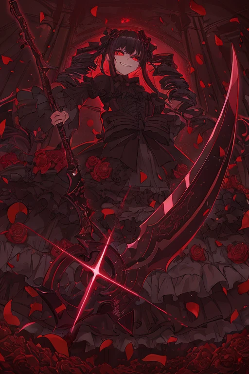 Highest quality,masterpiece,1 Girl,Ninja,silhouette, blackwork,Ink painting,Ninja costume,mysterious, uncertain, fascinating, Red roses, Ruin, abstract, ambient lighting, (blurred background, blurred foreground, Depth of field:1.3), Swirling fog, grey mist, traditional texture, dripping