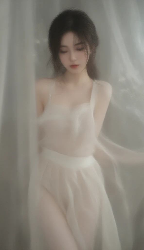 ((Little Huntress girl)) holding a rifle between her legs , battle pose,long red curling hair,((airy white sheer micro dress)), sheer micro dress, risqué, snows,Cold,4K,Detailed,Realistic, (3 years old), ((age 3)), American, beautiful, beautiful face