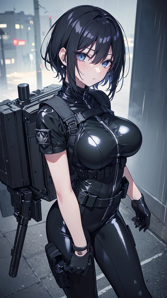 (((Woman))), (((best qualityer))), (((masterpiece))), (((grown-up))), (((1 girl))), ((( short black hair ))), ((( short cut hair ))), (((random colors))), Uma lutadora de WWE cyberpunk Woman de 25 anos com corpo perfeito, clean face, (( bandaged arms )), (((MMA fighter glove))), tiny leather panties, armour com texturas intrincadas, almost naked in Simon Bisley's wild urban style for the cover of Heavy Metal magazine, Spectacular colorful graphics, Minimal clothing, Metal protection on the left arm with complex graphics, (((Dark random colors with white stars and red and white checkerboard pattern))), armour, cheio de espinhos, (((from the knee up))), ((( short black hair ))), In the background is a ring with an intricate design by Shepard Fairey