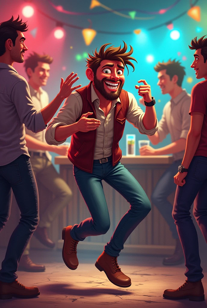 A funny drunk having fun at the dance