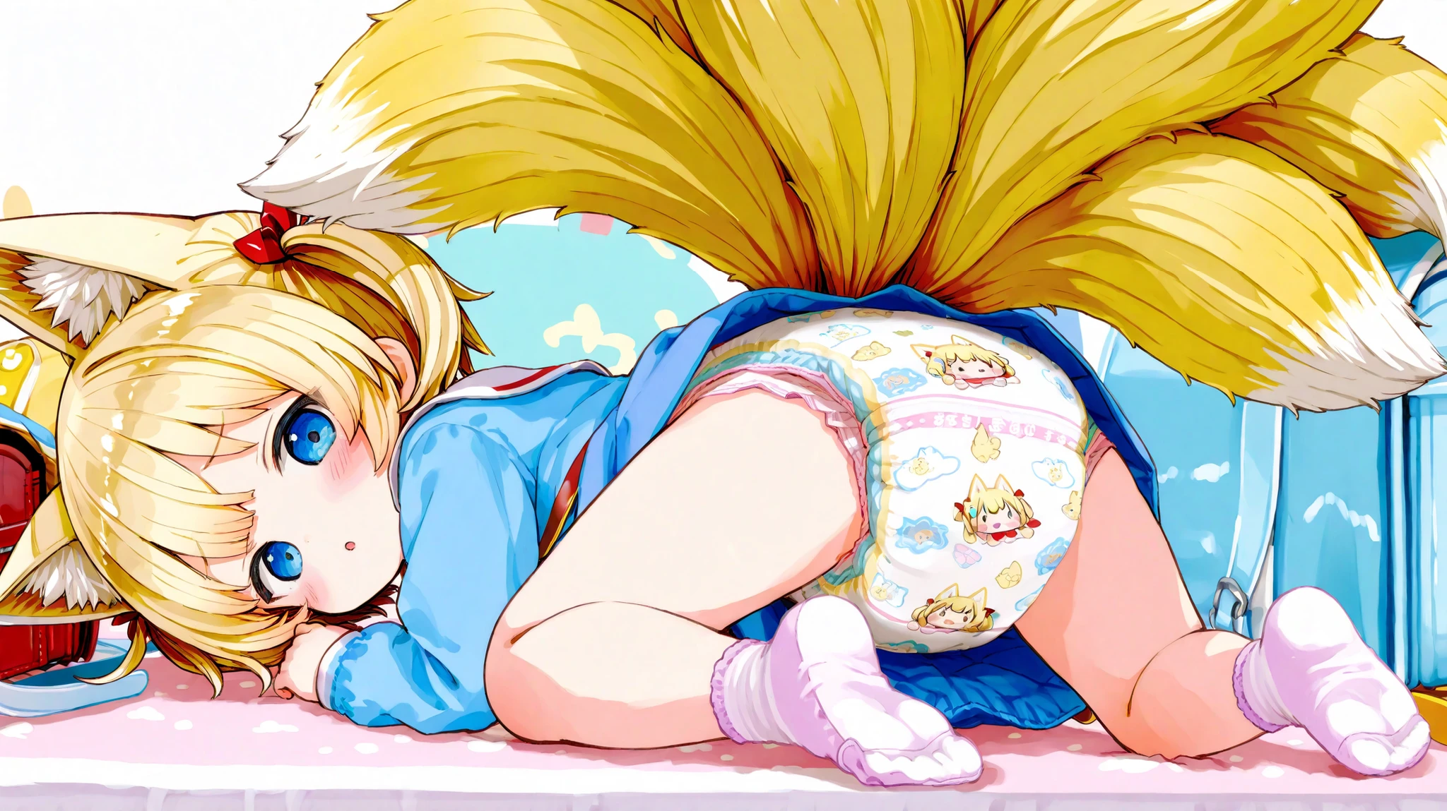 score_9,score_8_up,score_7_up,rating_explicit,source_anime, anime
1girl,suzuran,closed mouth,,green eyes,animal ear fluff,blonde hair,multiple tails,fox tail,straddling,(school outfit:1.2),sky, ,school roof,,  boy is wearing ,,chain-link fence , 1boy, pov, she lifted skirt, , blush, sun, evening, sunset,hearts, sit on penis,flaccid penis out of pussy, mosaic censorship, sperm, blush, nose blush, ,after sex,a lot of sperm,big penis, cum on sperm, testicles,big penis