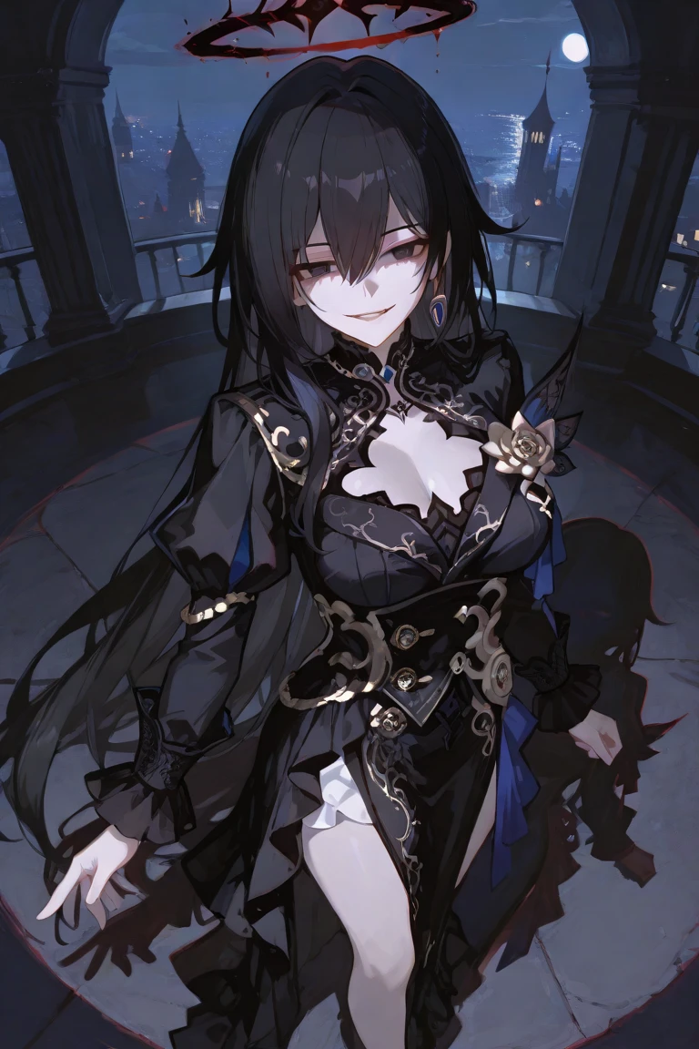 (( straight face picture )) ((best quality)), ((Masterpiece)), (details), Susan , Demon Hunter , at night , smog