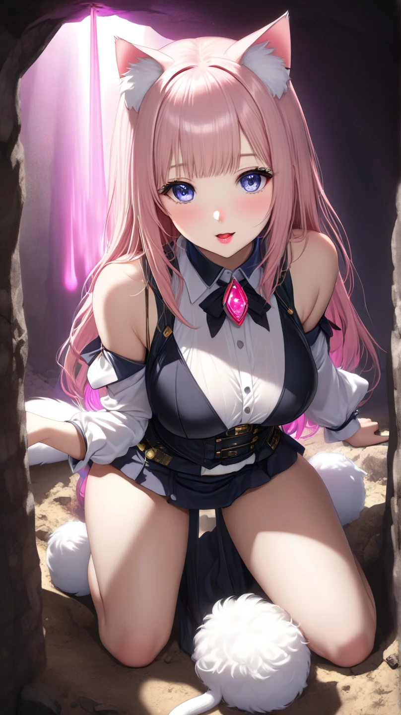 NSFW,Navy uniform、Elementary school girl、7-year-old girl,Pink shortcuts,Very beautiful and Shining Eyes、Shining Eyes、1 girl、Large Breasts、Cat ear、