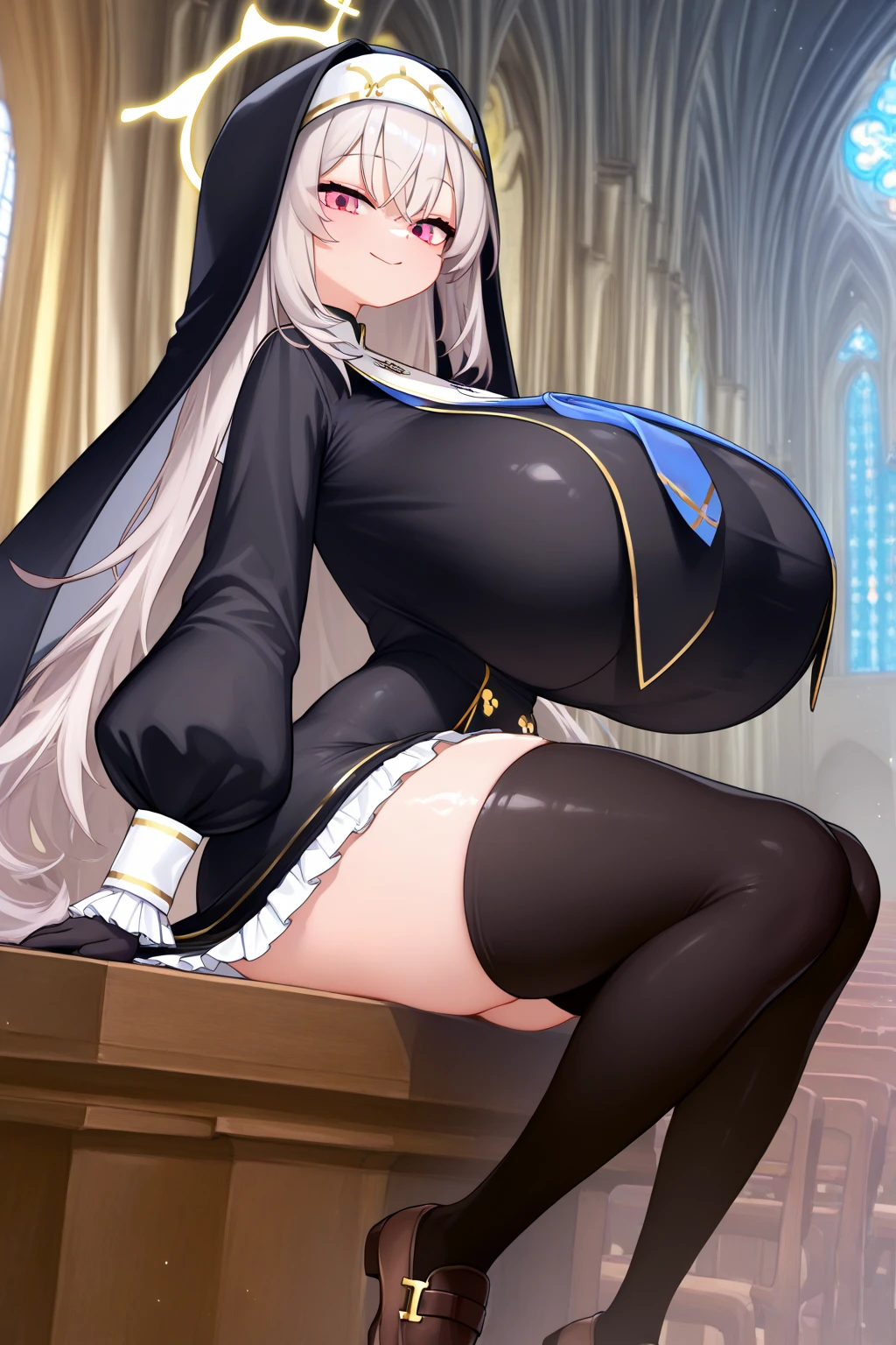 furry, cute, furry body, lamb, animal girl, fluffy skin, lamb woman, twisted lamb horn, nun clothes, milf, white hair, long hair, yellow eyes, in a church, kneeling, pleasure expression, detailed, 4k, hd, full body, potrait, action, potrait, kneeling, perfect, master piece. beautiful charismatic girl, athletic body, gorgeous figure, interesting shapes, full body shot, dark eye makeup, in the style of jessica drossin, --ar 51:91, heart pupils. love. A fantastic face. Fantastic eyes. Symmetrical eyes. Symmetry. (A glance over his shoulder) . Beautiful face. Realistic face. Beautiful eyes. Detailed face. Detailed eyes. Detailed suit. High quality picture. Detailed picture. Masterpiece. A high resolution. big breasts, , orgasm face, pleasure, climax