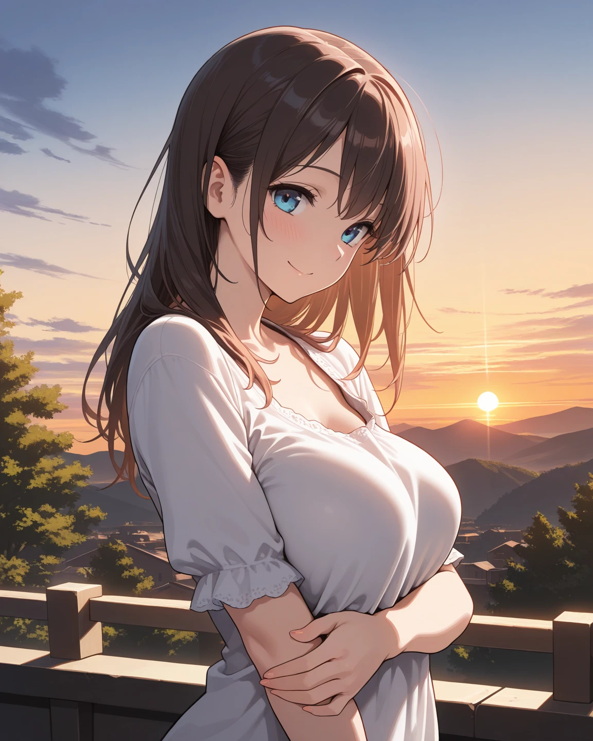 (highest quallity、high resolution、work of art)、(Art Anime 4K)、(photorrealistic)、((beautiful landscape photography))、((Beautiful sensual girl with big breasts, close up))、(perfectbody) cinema lighting、ray tracing、smooth light、Celtic landscape on a misty morning、Create a magical scene in a misty meadow on a calm morning、Draw delicate, blurred strokes、place々flowers bloom、(Sargent style watercolor)、(Edmundo Leighton style)、