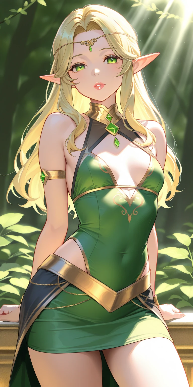 Mythra from Xenoblade, cleavage, big breasts, long hair, blonde hair, sexy girl, 1 girl, masterpiece, best quality, high resolution