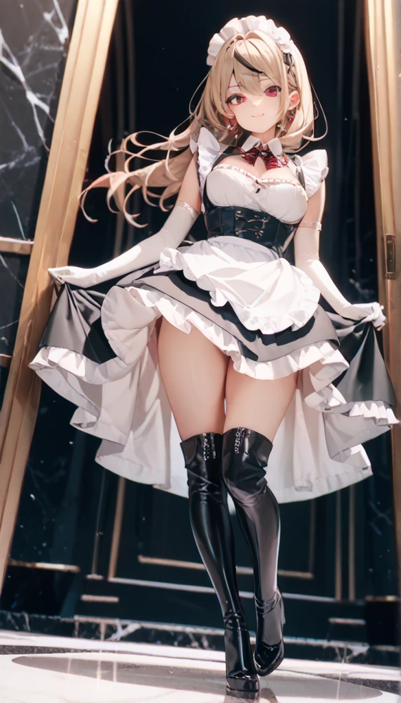 Cute Halloween Theme、full body Esbian、Eye Up、A smile、 wave her hand、Glamorous Hat、Halloween Accessories、Draw clothes buttons and pockets in a Halloween style、Cute shoes、high knee socks、breasts are large、Taken from the side
