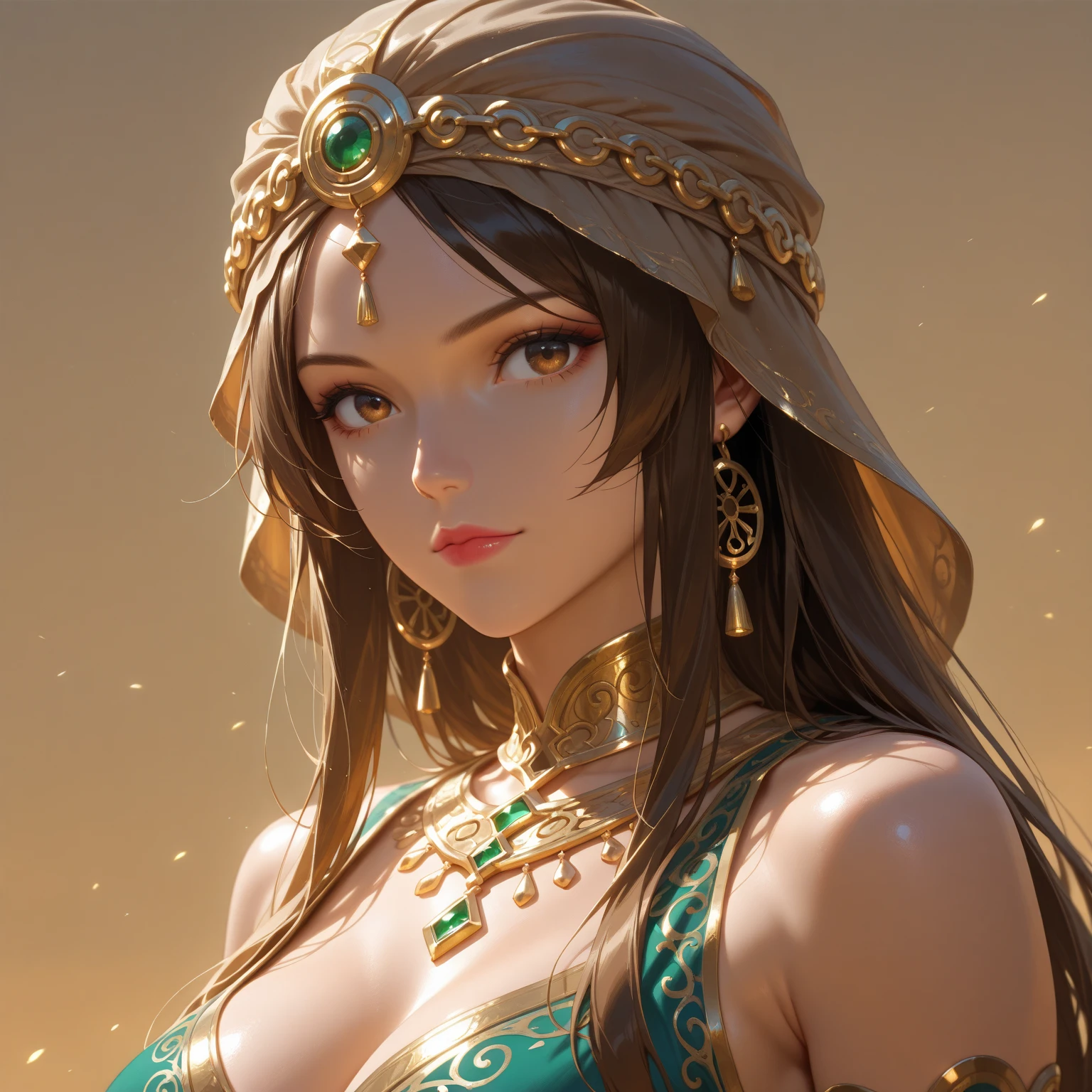 ((Masterpiece)),(Best Quality),((ultra-detailed)), (beautiful detailed face), depth of field,detailed,((beautiful detailed eyes)), very small breasts, niloudef, portrait 3:4, belly dance pose, sensual, seductive. Theater stage background. smiling.