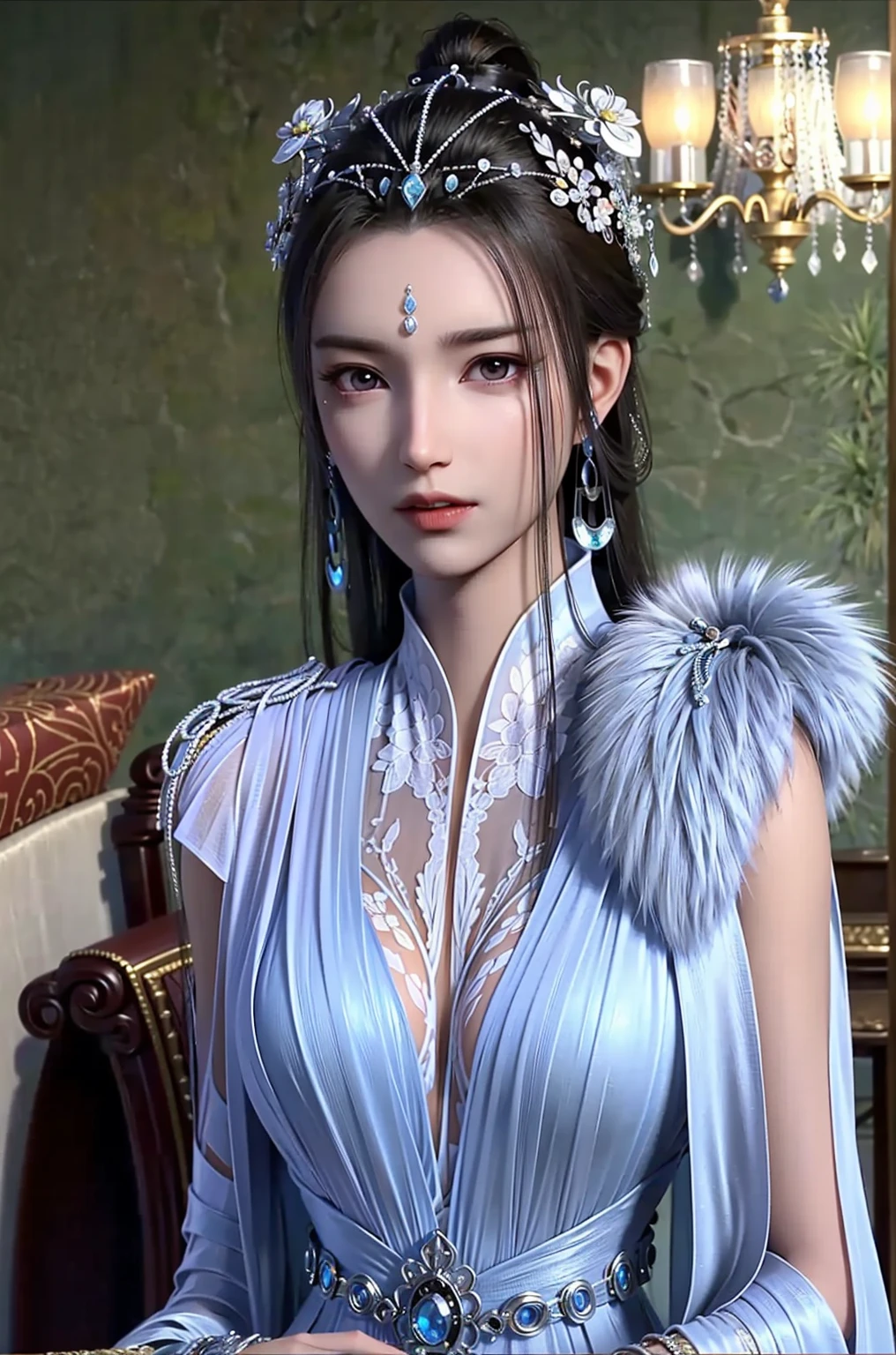 Close-up of a woman in a dress lying on a wooden floor, Japanese Goddess, Beautiful Chinese model, beautiful goddess, beautiful Asian girl, Sexy Girl, Fair, smooth and translucent skin, Chinese Girl, Asian girl, Attractive anime girl, Sexy pose, Beautiful fantasy queen, Beautiful and detailed body and face, Smooth white tights set, Light milky white porcelain skin