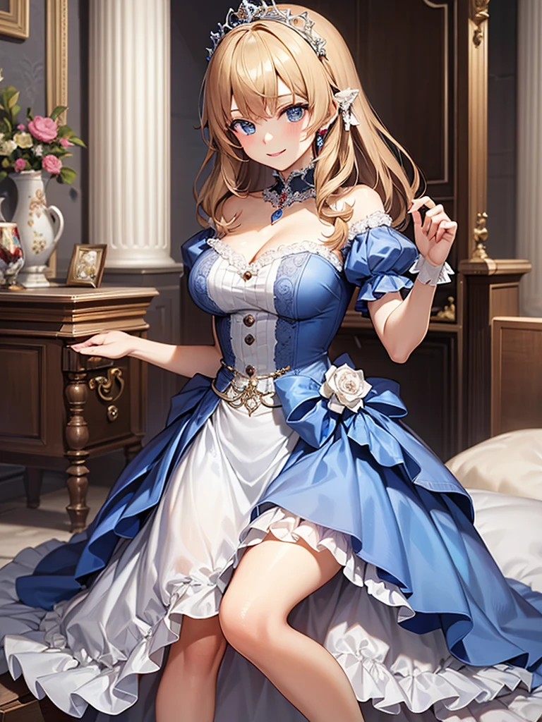 ((anime artstyle)),(Masterpiece),(Best Quality), (Super Detail),((Very Delicate and Beautiful)),(((Solo))),((full body)),(((1 princess in sweet ta dress with voluminous full length hoop skirt))),((standing in garden)),Long train,(bling-bling gorgeous gemstone jewelry),detailed face and eyes,jewel-like eyes,cry,((large amount of straight hair,extremely voluminous Very Long Straight Hair)),((gigantic tits,Long tits)),cleavage,(gorgeousfull embroidery and lace),gorgeous corsage,See-through,((extremely gorgeousfull loliair ornament)),bling-bling extremely gorgeousfull jeweled tiara,ornate ruffles,beautiful embroidery,(hoop skirt,crinoline),flowers, flower petals flowing,((Dynamic Angle)),Looking at viewer,((full body)),sweet lolita d with voluminous full length hoop skirt