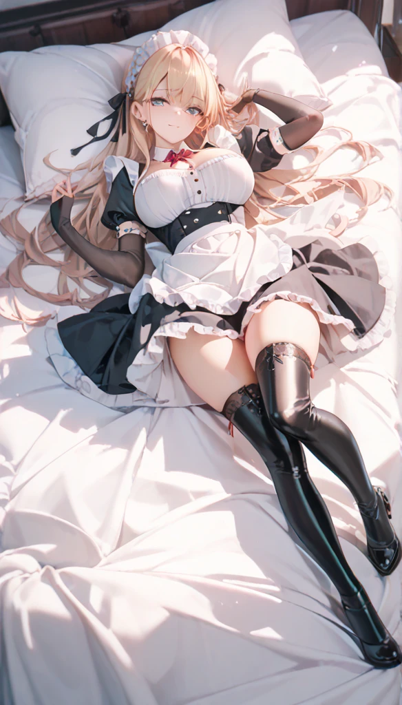 Shiny blond hair, very long hair, sophisticated haircut, ((((hair fully braided)))), ((small twisted braids)), thin and oval face, submissive, (((gagged))), ((((black tight corset)))), ((((tight skirt)))), cute and blushing 18 years old anime girl, look away because she is embarrassed and blushes, bright blue eyes, detailed face, detailed members, detailed arms, detailed hands, ((((sparkling diamond jewelry)))), tiara, ((makeup)), high heels, puffy sleeves, long gloves, long eyelashes, Girl lying, tied by ropes, shackled, can no longer move, tied tightly, very hard tied up with lots of ropes, hampered by so many ropes that she can no longer move, bound hands and feet, ropes tie his whole body, tied extremely tightly and forcefully to her bed by a lot of ropes, its limbs are strongly tied together by ropes, his torso is tied up with thick cords, her chest is so tied up with ropes that it sticks out, her legs are tied tightly with thick ropes, his hands are tied behind his back with ropes, she can no longer move her feet, her hands which are tied by thick ropes, she desperately tries to free herself, likes to be tied tight with big ropes, likes to be immobilized by big ropes, lying down, his hands and feet are strongly tied to the railing of his bed, his legs are pressed together and tied with ropes, its limbs are held vigorously by imposing ropes, her hands are tied securely behind her back by ropes, her chest is compressed by strong ropes, she is pressed against her bed and restrained by large ropes (shibari, arms behind the back:1.4), (hands on the back), (masterpiece, best quality) 1.5, 1girl, solo, (sexy, beautiful woman, perfect face, perfect eyes, perfect hands), samus aran, (shibari, arms behind the back:1.4), (hands on the back), Spread the legs, s' ((lie in bed by big ropes)), ((close up of the girl)), ((((lie in bed))))