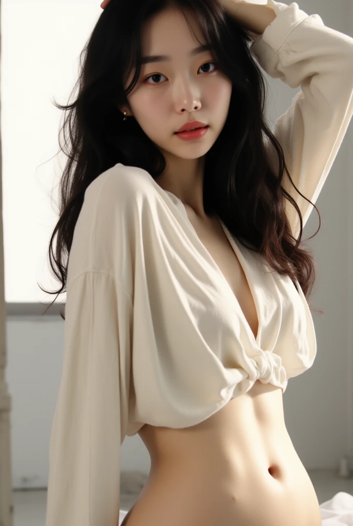woman masturbating、Bare crotch、Crouching、Super detailed、Particles of light:0.5、Beautiful Eyes、Natural Texture、Off the shoulder、sexual temptation、Put your hands on your pants and pull them down