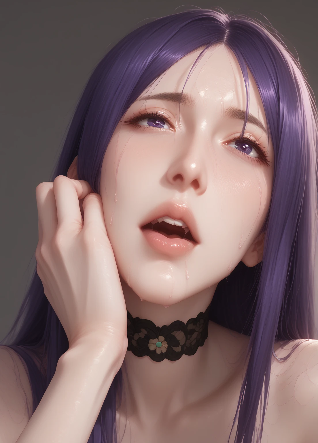 1girl, accurate anatomy, 1boy, deepthroat, fellatio, tap out, irrumatio, head grab, all the way to the base, exposed breasts, medium breasts, unique hairstyle, masterpiece, solo focus, long hair, rolling eyes, struggling, ahegao, tears, faicial,runny makeup, throat barrier, gag reflex, gagging, <lora:Maske's Balls Deep Deepthroat LoRA:0.75> <lora:ahegao_v1:0.25>