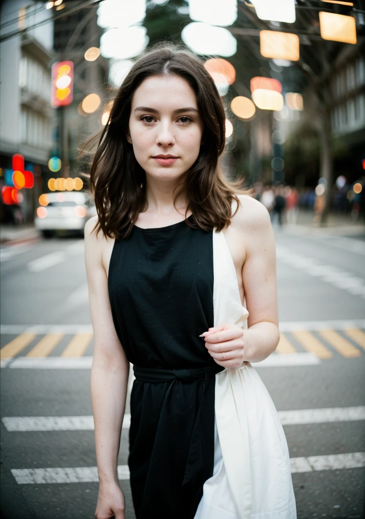 polaroid photo, night photo, photo of 24 y.o beautiful woman, pale skin, bokeh, motion blur