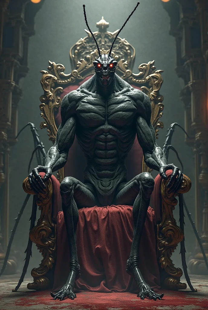 Create a creature like sakuna but totally different and in a throne in a domain but scary