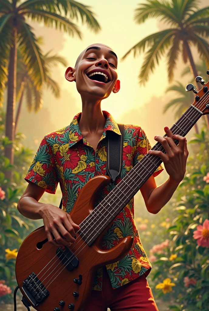 Ultra detailed illustration, ((oil painting a young man in Roberto Ferri style,  fullcolor, Latino, slim toned fitness body, defined muscles, perfect anatomy, short black wavy hair, Roman nose, thin lips, square chin, diamond shaped face, barefoot, shirtless, wearing orange and green shorts, standing playing the violin) (fernando botero painting style  background, you can see Cartagena port in Colombia ), evokes masculine beauty and art.