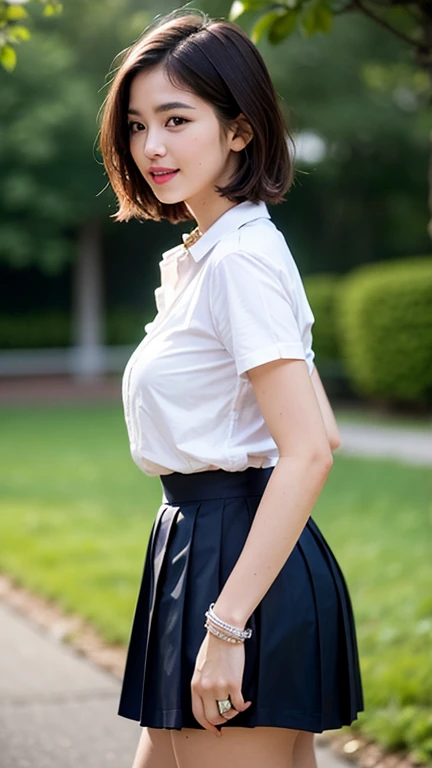 masutepiece, Best Quality, 超A high resolution,(photographrealistic:1.4) (depth of fields),(Lens Glow) ,Sony α7, 35 mm, F1.8, ((pleatedskirt、s ass:1.2,))、
The whole scene is、You need to capture the atmosphere of a thrilling and fun event at the theme park, Vivid colors and vividness. Convey the joy and fun of immersing yourself in playfulness and dynamics. Low_ponytail or bob_Cut or Updo or Short_hair.
White fair skin, Cute, portrait of japanese famous actress)), ((tshirts:1.6, Detailed High Quality Pleated Skirt:1.2,action)), ((Holding the hem of the skirt with your hands:1.5)),Show panties、Beautiful perfect body,is standing、posterior view、