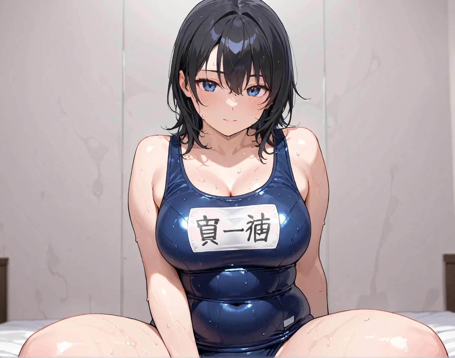 (Magazine Cover:1.8)、Kirigaya Naoha、Spread your legs、 One cute girl, Highest quality、超High resolution、High resolution、Highly detailed CG、8K Unit Wallpaper、20-year-old、Beautiful attention to detail,、(((Lined competitive swimsuit、High neck competitive swimsuit)))、Sleeveless、(Shiny body,:1.5)、