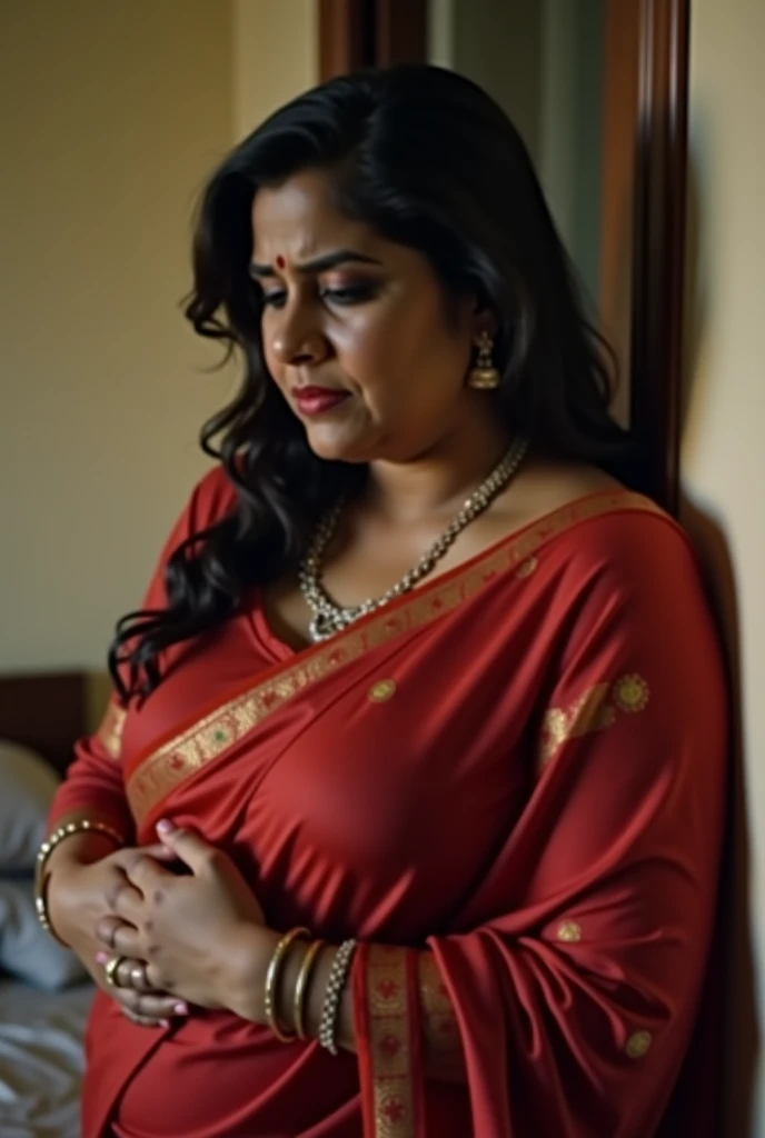 Day scene, full body photo of a plus sized 45 year old indian with a man from top view, (Masterpiece, Best Quality, High Resolution), office Background, (cum Splash on her breasts and nipples, cum Splash on her face, Splash of cum, cum Splash on her blouse, cum Splash on her eys), Sweet 25 year old South indian women sitting on her knees in a crowded party hall with a man, hour glass body red lips, silver colour silky gown, lightly makeup,ultra realistic, realistic, look at viewer (cinematic:1.3), intricate details,