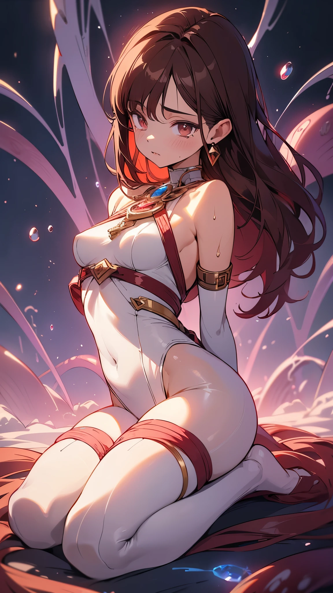 14岁,full bodyesbian， Beautiful girl with bright blue eyes, , lying on his back, don't have clothes, (((Expose large breasts :1.2 and round breasts:1.2 ))),8K,​, Highly detailed skin, The girl is exposed,, Masterpiece, Best quality, Gorgeous long hair, Ultra-detailed face, Detailed blue eyes, ((no close up)), front angle, Yawning, Very wide open mouth, Spread legs, Wet open ,(((Vaginal thrust by)，with no underpants