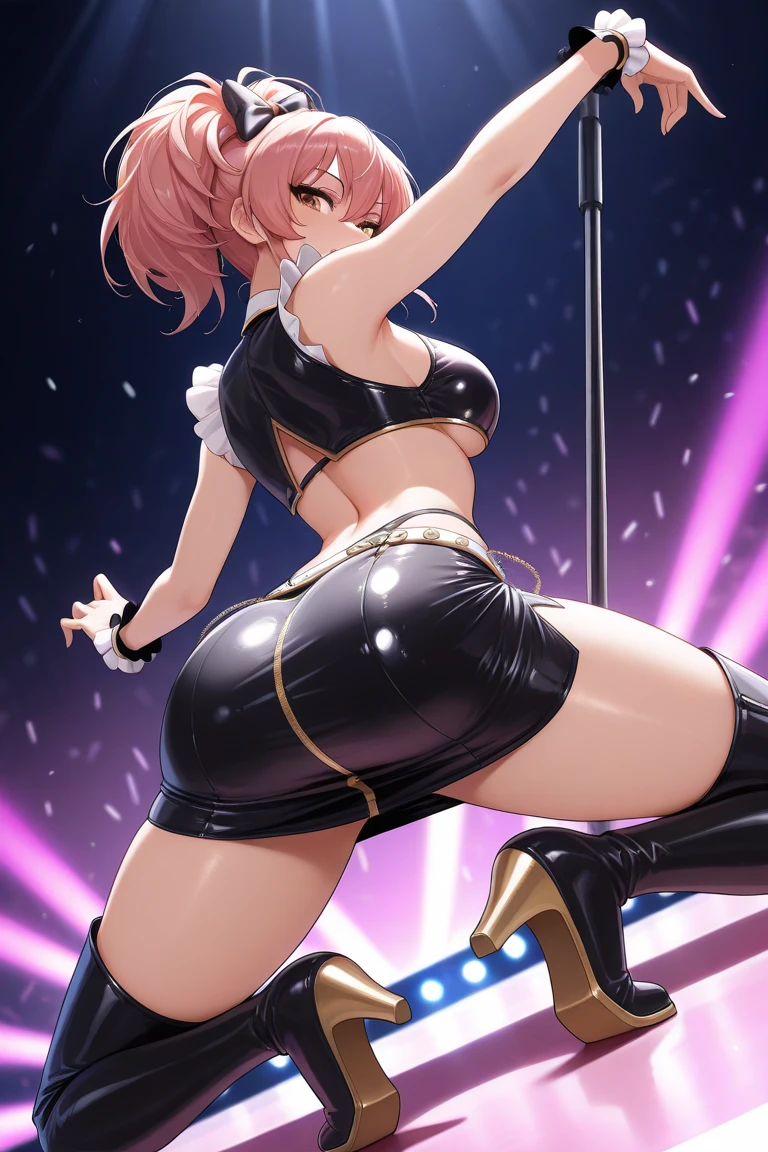 (masterpiece, Highest quality, Ultra-detailed), (figure), (Detailed and beautiful eyes), (1 Girl), (alone), Watching the audience, Cowboy Shot, blush, Better Hands, Perfect hands, Five Fingers,Leg spread,(((Gold metallic ultra micro bikini))),Mansuji,See-through nipples,Oily skin,((((Sweat)))),Sex,Beautiful eyes,Large Breasts,Nightclub ,Low - Angle,sit、Leg spread、front、Knee socks、Ahegao、semen、
