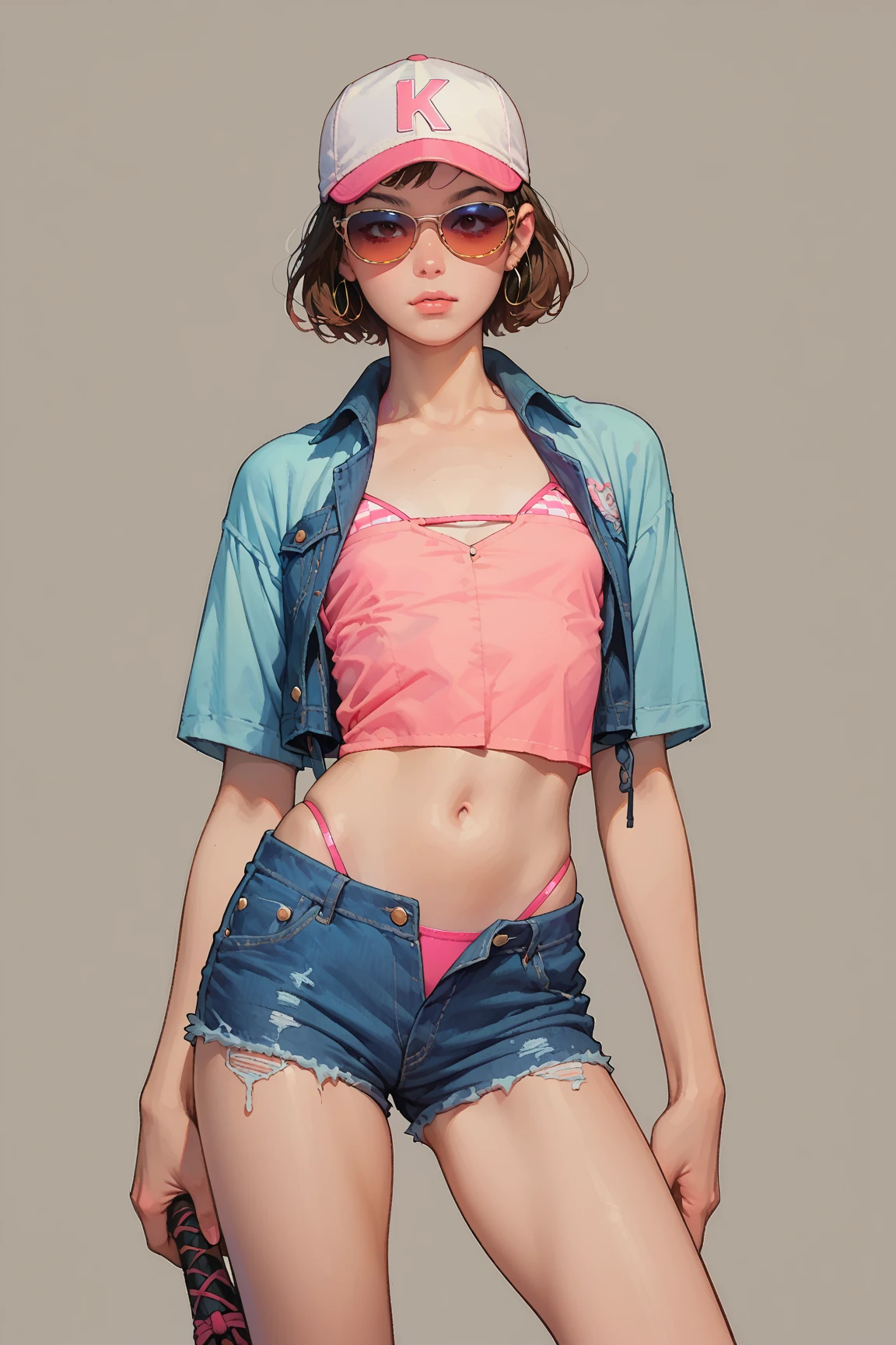 masterpiece, Highest quality, 8K, Young and beautiful girl, smile, Baby Face、(Clothed Huge breasts, Huge breasts), (The lower half is naked), Cute face, avert your eyes, Residential Street, Lips parted, No makeup, 10 generations, Detailed face, Background blur、((16 years old))、whole body, Running wariza, Between the legs,Opening his jacket Very thick pubic hair Outdoor