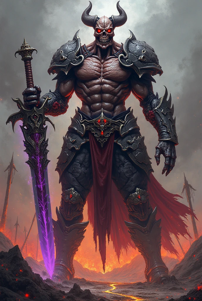 A guy wearing a blood longsword with hellhound armor