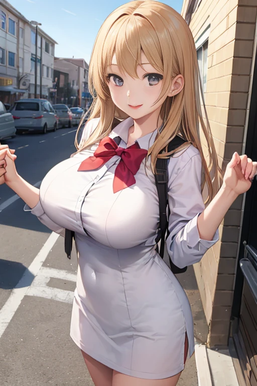 huge tits,blonde,school uniform