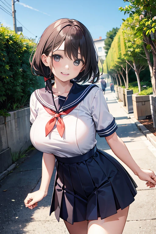 ((top-quality、8K、​masterpiece:1.3))、1人、In a town where many people walk、Slender Abs、sofas、hyperdetailed face、A detailed eye、二重まぶた、非常にlarge full breasts、large full breasts、Colossal tits、Neat and clean schoolgirl、black hair shorthair、Straight bob hair、Shorthair with bangs、A smile、Schoolgirl Uniform、Low female genitals visible through the skirt、An 18-year-old woman、Sheer white shirt、Unbutton and unfold the shirt、Exposing breasts、Navy blue ribbon at the collar、Dark blue pleated micro mini、Sexy、Peek at the viewer、Beautiful graphics、men's restroom、There are a lot of people、Show me your whole body、beautiful dharma photo、is standing、No bra、teats see through、The shape of her nipples is noticeable even through her shirt.、No panties、No panties、Detailed female genitalia shape pantyhose is missing、Black pantyhose、(Facing the front)(((Blushing cheeks、embarassed expression)),(((The skirt is rolled up by the wind)))、Showing female genitalia、、Background depth of field、Please choose one&#39;skirt in the crowd、Men behind、Grabbed by a man、Chest grabbing、Dirty emblem on abdomen、Tattoo of the uterus、Heart-shaped pupil, Unusual pupils, tattoo on crotch, Heart-shaped tattoo,open open mouth、peeing herself