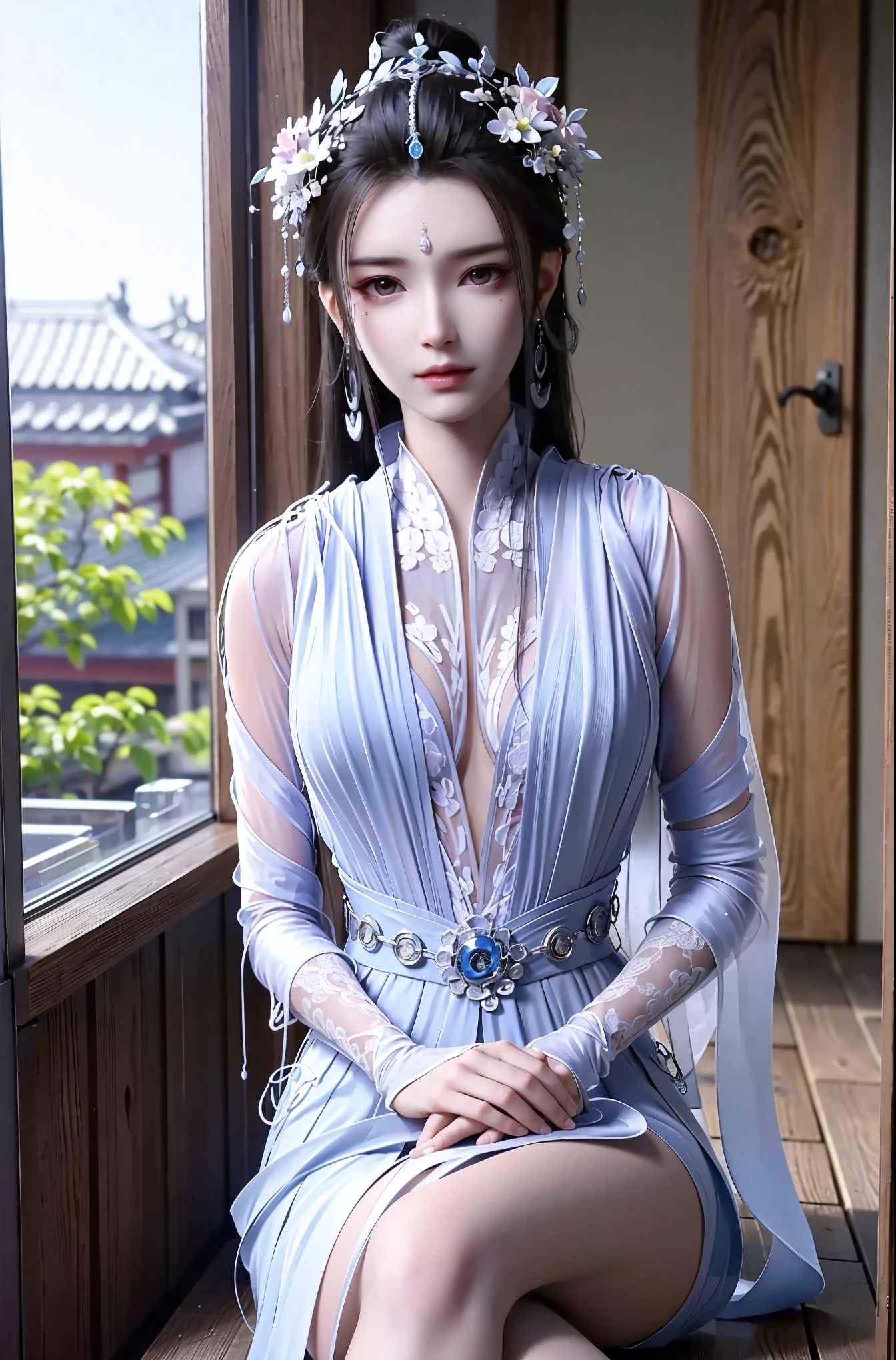 Arad woman in a dress sitting on a throne, cute anime waifu in a nice dress, trending on cgstation, 8K high quality detailed art, anime barbie in white, highly detailed exquisite fanart, Extremely detailed Artgerm, the anime girl is crouching, Flowing magic robe, Beautiful and attractive anime woman, WLOP 和 Sakimichan