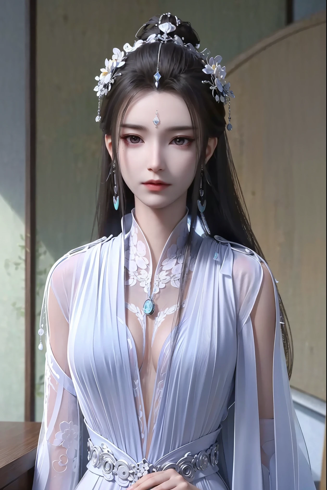 ultra realistic 8k cg, picture-perfect face, flawless, clean, masterpiece, professional artwork, famous artwork, cinematic lighting, cinematic bloom, perfect face, beautiful face, fantasy, dreamlike, unreal, science fiction,  beautiful clothes, lace, lace trim, lace-trimmed legwear,  (rich:1.4), prestige, luxury, jewelry, diamond, gold, pearl, gem, sapphire, ruby, emerald, intricate detail, delicate pattern, charming, alluring, seductive, erotic, enchanting, hair ornament, necklace, earrings, bracelet, armlet,halo
((,1girl, pov,))(((,  1girl,  solo,looking at viewer, ))),(((1girl, solo, dress, jewelry)))<lora:DA_WhiteSnakeGreenSnake:0.7>