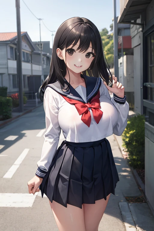 best quality,one girl,low twintails, glasses school uniformcardigan,arms behind back