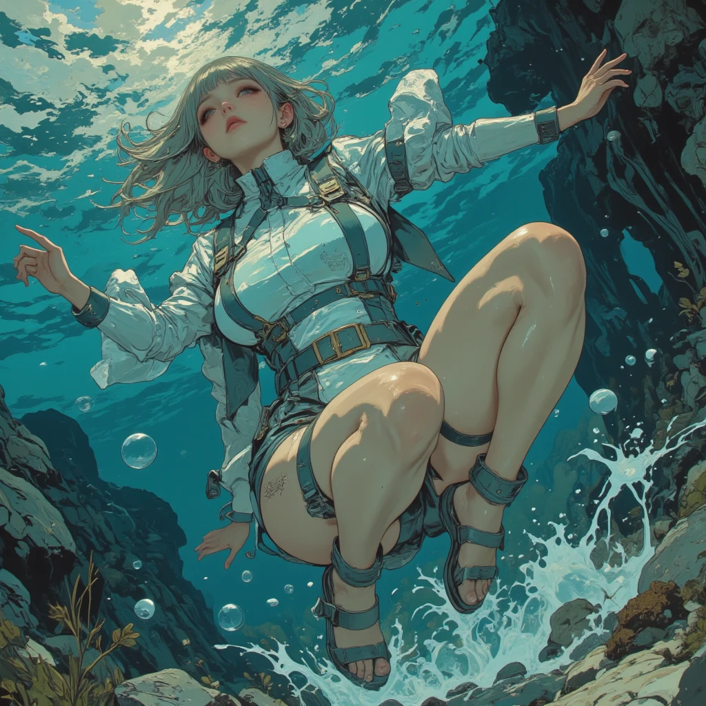 a woman, 1girl, cute,ultra-detailed,pantyhose, (perfect face:1.2),pink、mountains、near future、cyber-、sea of clouds、Asahi、hope、grow、(1 female:1.2),Giant Swing、Fly over the mountains,)desolation,dynamic angle, [(Art book: Art book: Art book. Art book.:0.8)|Art by Lyubov Popova], octane render, unity 8k wallpaper, Super detailed, beautiful and aesthetic, Extremely detailed, dynamic angle, the most beautiful form of chaos, It&#39;s elegant, Designed by brutalists, vivit colors, romanticism, james jean, robbie dowi antono, Los Tran, francis bacon, Michal Mraz, Adrian Genie, Petra Cortright, Gerhard Richter, Takato Yamamoto, ashley wood, Atmospheric, ecstasy of notes, Displaying streaming notes,moon night,long shot, beautiful background,,shirt,skirt, ink touch、brush stroke,spring colors, artistic painting