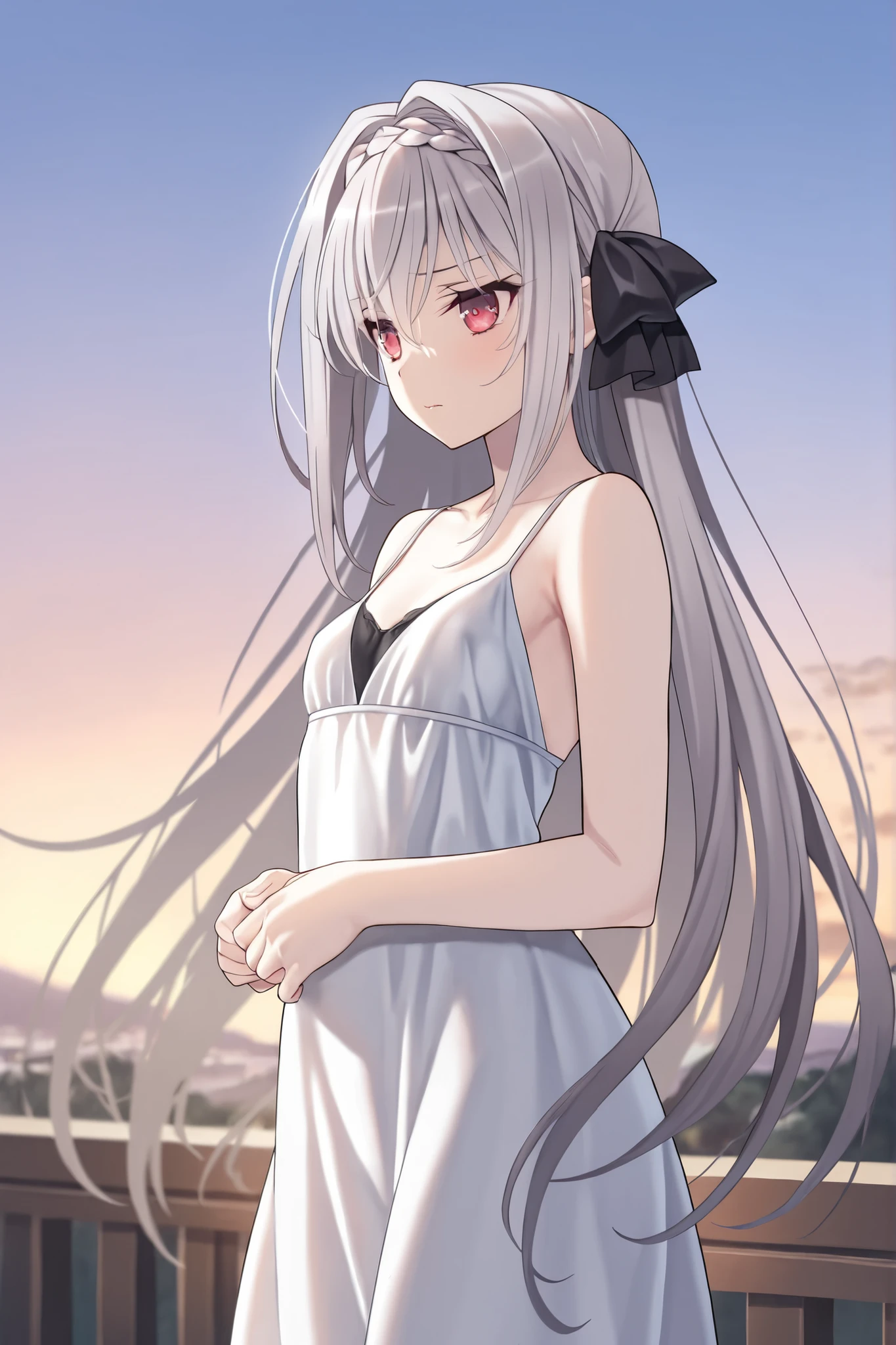 （dark skin,Silver Hair,Fox Girl）,(Perfectly detailed face),(Young) ,(camisole,mini skirt),(((skirt lift))), (((Black underwear))),garden,sweaty,Smirk,High resolution, masterpiece, Highest quality, High resolution