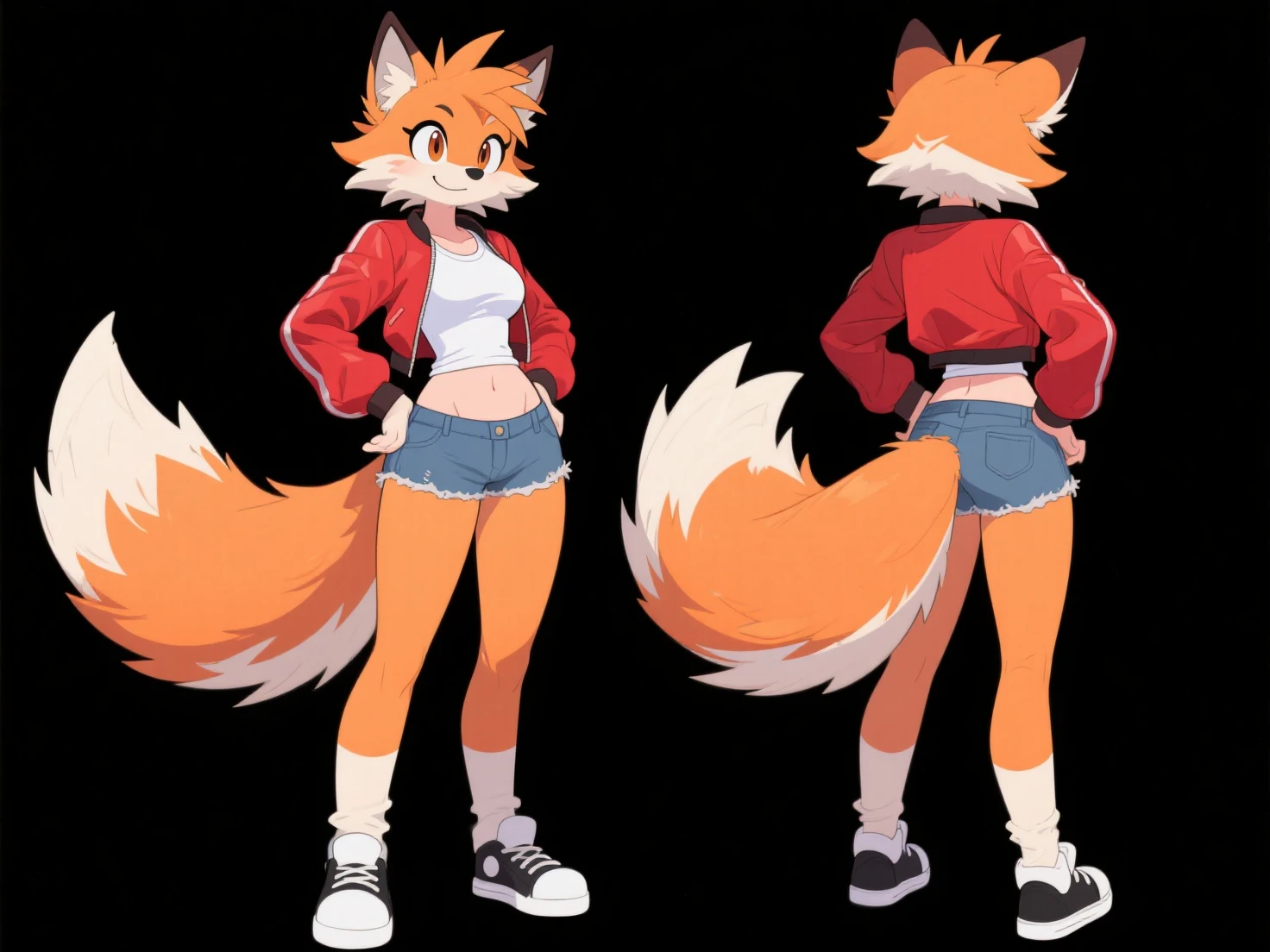 Solo, score_9, score_8_up, score_7_up, score_6_up, score_5_up, score_4_up, source_furry, Anthro, androgynous, anthro furry boy, maned wolf, brown eyes, feminine, femboy tall, maned wolf tail, tall, long legs, short brown hair, white highlights on hair, low ponytail. side locks, snout, jitome, bags under eyes, flat chested, full body shot, feet paws, 4 toes, wearing black bandeau, black boy shorts, shy posture, front view, simple white background