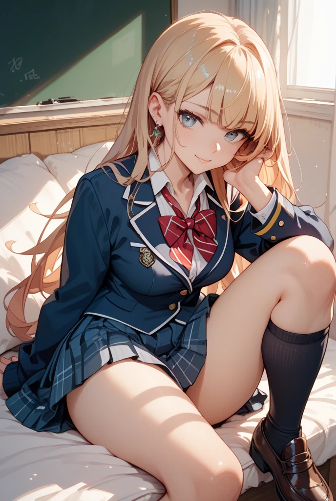 NSFW,4K,Gal:1.3,Anatomically correct,school uniform:1.3,A pure and innocent girl, Very cute face, Like an idol, (masterpiece:1.2), (high quality), panties, loose socks, Hip, Blue Skirt, alone, Blazer Type, loose socks, Lifting clothes, Brown eyes, pure gaze, mini skirt, Lift yourself up, Check skirt, blush,((Mid-chest)), (Sweating profusely), Long Hair, physical education, Beautiful legs, ((in the train))