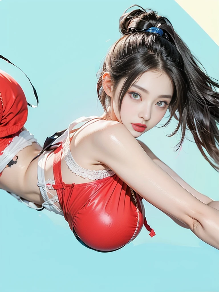 8K full body portrait of young girl、ultra wide lens、skydiving、Falling、Flying、In the sky、Skywalk、Strong wind is blowing、Strangeware、Translucent jacket、There is a red heart-shaped body paint、G-String Panties、Thin cloth、semi transparent、teats、Nipple shadow、Camel toe、Photorealsitic:1.37、radiosity、