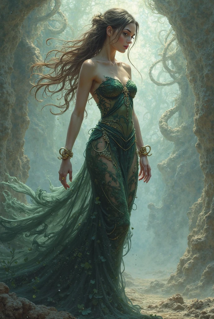 In twilight hues, a seductress emerges, a bewitching presence amidst haunted surges. Her beauty, a sultry glow in radiant light, a seduction in the darkness of the night. Her eyes, a tempting sparkle like stars above, celestial allure, an invitation to love. Lips that curve with a provocative smile, a temptation, a solace from the ghastly mile. Hair flowing in a cascade, a golden stream, a river of allure, a sensuous dream. Skin that glows with a luminous sheen, a light that seduces, banishing shadows keen. Her form sways in a provocative dance, an enchanting beauty, a seductive trance. Voice that whispers, a sultry breeze, a melody of passion, a symphony that teases. In her presence, spirits surrender and fade, a seduction that conquers, a love charade. Ghosts in hasty retreat from her power, a goddess reigning, a beauty to devour. Laughter rings with a seductive sound, a melody echoing, joy profound. Her touch, a healer, a caress, solace from the haunted's deep distress. Let her shine, let her seduction prevail, a beacon in darkness, a love that won't fail. In her radiance, fear subsides, a goddess of seduction, beauty that abides.