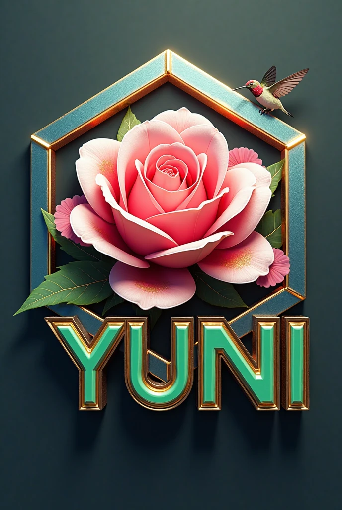 A portrait of a beautiful confident korean young woman with a suttle smile wearing a pink crop top with her hair in two messy space buns with a brown bandana.she is wearing suttle makeup ,dainty gold jewelry ,acrylic painting style. The painting should be vibrant colors,The background is a mottled gradient with red poppies outlined in gold