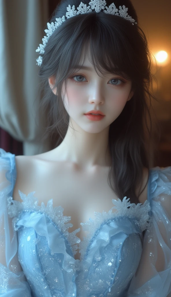 8k,Confused, High resolution, Very detailed, 1 girl, alone, Very beautiful eyes, Ultra-precise depiction, artistic、Very detailed depiction, (Tangled:1.2), , (White high key background:1.5), (((White with blue floral pattern bra 1.5))), See-through 1.3、hort hair、Loose wavy hair、Earrings and Necklaces、Brown Hair, (Glowing Skin), Many colors, , (Shooting from above:1.2),、Flat Body、slim、cute、、Round face、Cast a Shadow、、Smile 1.3、(((Mini skirt 1.4)))、Accentuate your thighs 1.5