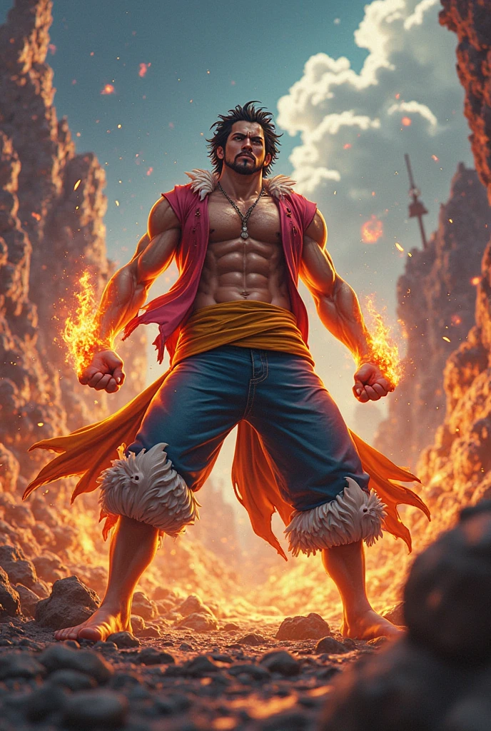 hình ảnh thực tế, bộ phim one piece, nhân vật portgas d ace, đội mũ màu cam, dây truyền màu đỏ, tay nắm ngọn lửa