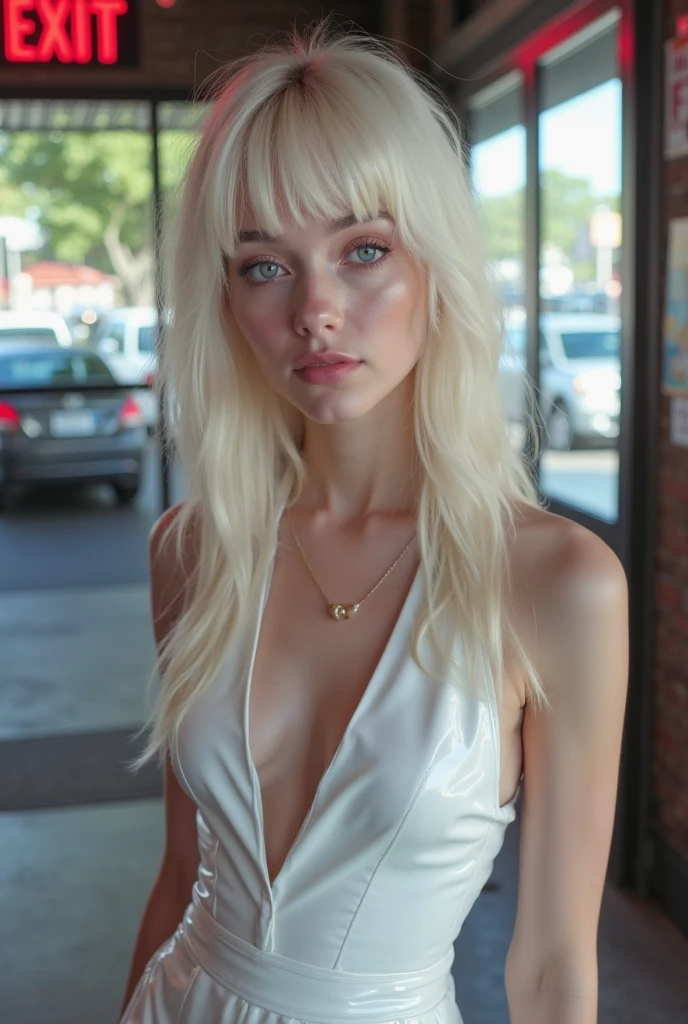 8K, ultra high resolution, wonderful city night view, beautiful naked girl, tall, slim body, pregnancy, (White skin:1.4) flushing, perfect face, perfect body, elegant bob, small amount of pubic hair