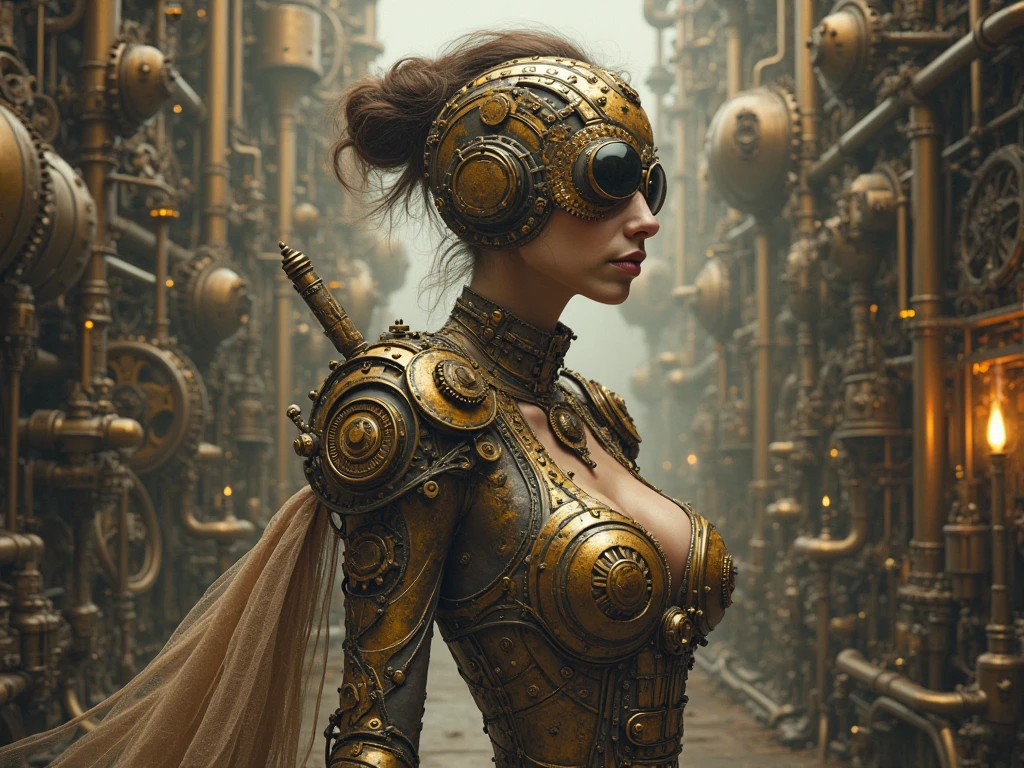 ((a steampunk girl with an eye patch:1.5)), beautiful detailed eyes, beautiful detailed lips, extremely detailed face, long eyelashes, intricate mechanical eye patch, gears, cogs, brass, copper, leather, fantasy, cinematic lighting, dramatic shadows, muted colors, digital painting, concept art, highly detailed, 8k, photorealistic